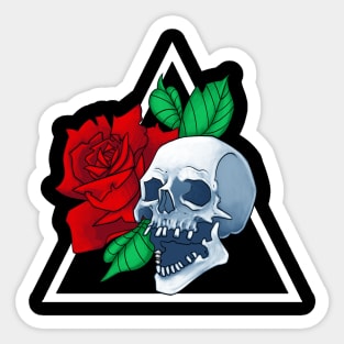 Red Flower Rose Skull Sticker